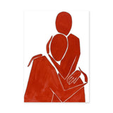 Red Abstract Figure Minimalist Line Art Wall Decor – Seated Red Figure