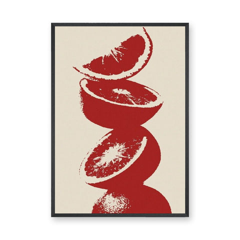 Red Citrus Still Life Modern Wall Art Poster – Minimal Fruit Slice Print
