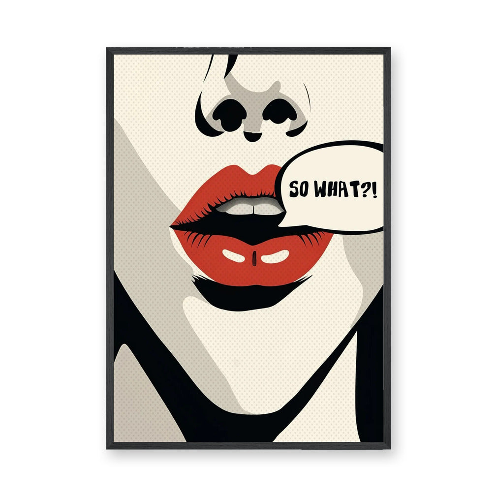Red Lips Typography Pop Art Wall Decor – SO WHAT?! Speech Bubble