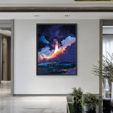 Rocket Launch Modern Wall Art Print – Colorful Galaxy Space Print