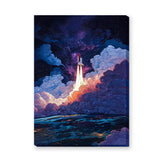 Rocket Launch Modern Wall Art Print – Colorful Galaxy Space Print