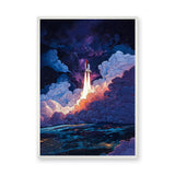 Rocket Launch Modern Wall Art Print – Colorful Galaxy Space Print