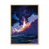 Rocket Launch Modern Wall Art Print – Colorful Galaxy Space Print