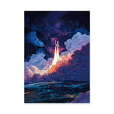 Rocket Launch Modern Wall Art Print – Colorful Galaxy Space Print