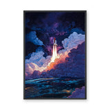 Rocket Launch Modern Wall Art Print – Colorful Galaxy Space Print