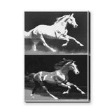 Running Horses Pop Art Wall Art Print – Black and White Halftone Duo