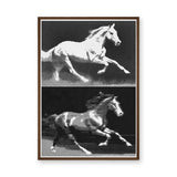 Running Horses Pop Art Wall Art Print – Black and White Halftone Duo
