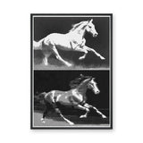 Running Horses Pop Art Wall Art Print – Black and White Halftone Duo