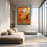 Running Horses Traditional Wall Decor – Golden Sun Equestrian Scene