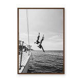 Sailboat Photography Coastal Wall Art Poster – Black and White Ocean Jump