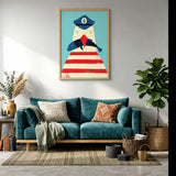 Sailor Bird Kids Wall Art Print – Whimsical Coastal Fish Illustration