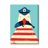 Sailor Bird Kids Wall Art Print – Whimsical Coastal Fish Illustration