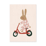 Scooter Bunny Kids Wall Decor – Rabbit in Pajamas on Red Scooter