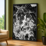 Seabird Ocean Coastal Wall Decor – Black and White Wave Photography