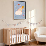 Shooting Star Cloud Kids Wall Decor – Whimsical Pastel Sky Print