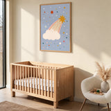 Shooting Star Cloud Kids Wall Decor – Whimsical Pastel Sky Print