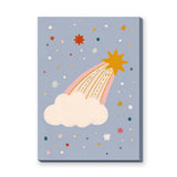 Shooting Star Cloud Kids Wall Decor – Whimsical Pastel Sky Print