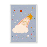 Shooting Star Cloud Kids Wall Decor – Whimsical Pastel Sky Print