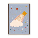 Shooting Star Cloud Kids Wall Decor – Whimsical Pastel Sky Print