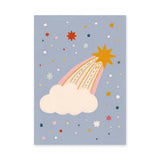 Shooting Star Cloud Kids Wall Decor – Whimsical Pastel Sky Print