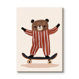 Skateboarding Bear Kids Wall Decor – Cute Nursery Skateboard Print