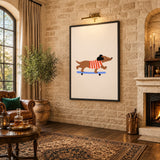 Skateboarding Dachshund Kids Wall Art Poster – Playful Modern Dog Print