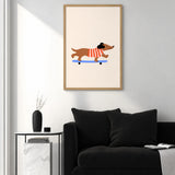 Skateboarding Dachshund Kids Wall Art Poster – Playful Modern Dog Print