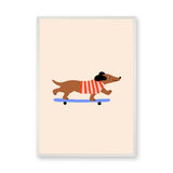 Skateboarding Dachshund Kids Wall Art Poster – Playful Modern Dog Print