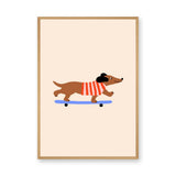 Skateboarding Dachshund Kids Wall Art Poster – Playful Modern Dog Print