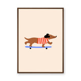 Skateboarding Dachshund Kids Wall Art Poster – Playful Modern Dog Print