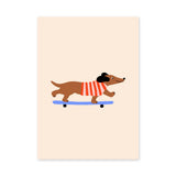 Skateboarding Dachshund Kids Wall Art Poster – Playful Modern Dog Print