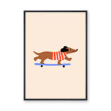 Skateboarding Dachshund Kids Wall Art Poster – Playful Modern Dog Print