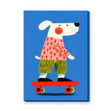Skateboarding Dog Kids Pop Art Wall Art Poster – Colorful Blue Skate Print