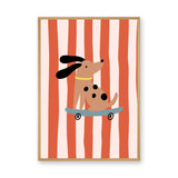 Skateboarding Dog Kids Wall Art Poster – Playful Retro Animal Print