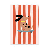 Skateboarding Dog Kids Wall Art Poster – Playful Retro Animal Print