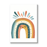Sleepy Boho Rainbow Kids Wall Art Print – Smiling Boho Rainbow with Colorful Rays