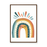 Sleepy Boho Rainbow Kids Wall Art Print – Smiling Boho Rainbow with Colorful Rays