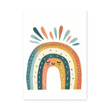 Sleepy Boho Rainbow Kids Wall Art Print – Smiling Boho Rainbow with Colorful Rays