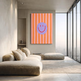Smiley Face Pop Art Wall Art Print – Pink and Orange Striped Kids Print