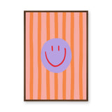 Smiley Face Pop Art Wall Art Print – Pink and Orange Striped Kids Print