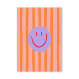 Smiley Face Pop Art Wall Art Print – Pink and Orange Striped Kids Print