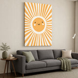 Smiling Sun Kids Nursery Wall Art Print – Orange Rays on Cream