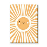 Smiling Sun Kids Nursery Wall Art Print – Orange Rays on Cream
