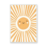 Smiling Sun Kids Nursery Wall Art Print – Orange Rays on Cream