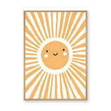 Smiling Sun Kids Nursery Wall Art Print – Orange Rays on Cream