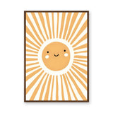 Smiling Sun Kids Nursery Wall Art Print – Orange Rays on Cream