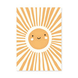 Smiling Sun Kids Nursery Wall Art Print – Orange Rays on Cream