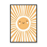 Smiling Sun Kids Nursery Wall Art Print – Orange Rays on Cream