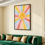 Smiling Sun Kids Wall Art Print – Colorful Pastel Rays for Nursery