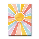 Smiling Sun Kids Wall Art Print – Colorful Pastel Rays for Nursery